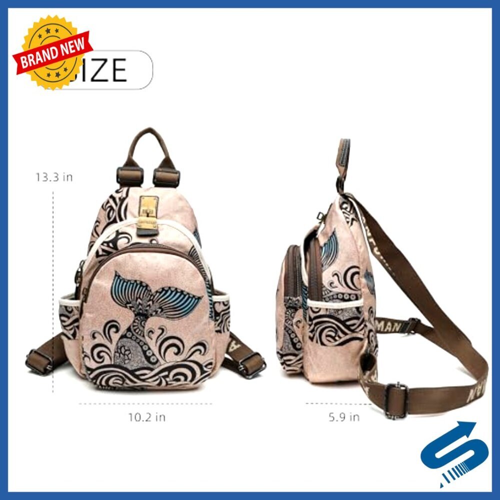Mini Waterproof Print Backpack Daypack Travel Bag Versatile Casual Style - Picture 3 of 5